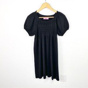 Eliza J. Black Sweater Dress Short Puff Sleeve Smocked Size L